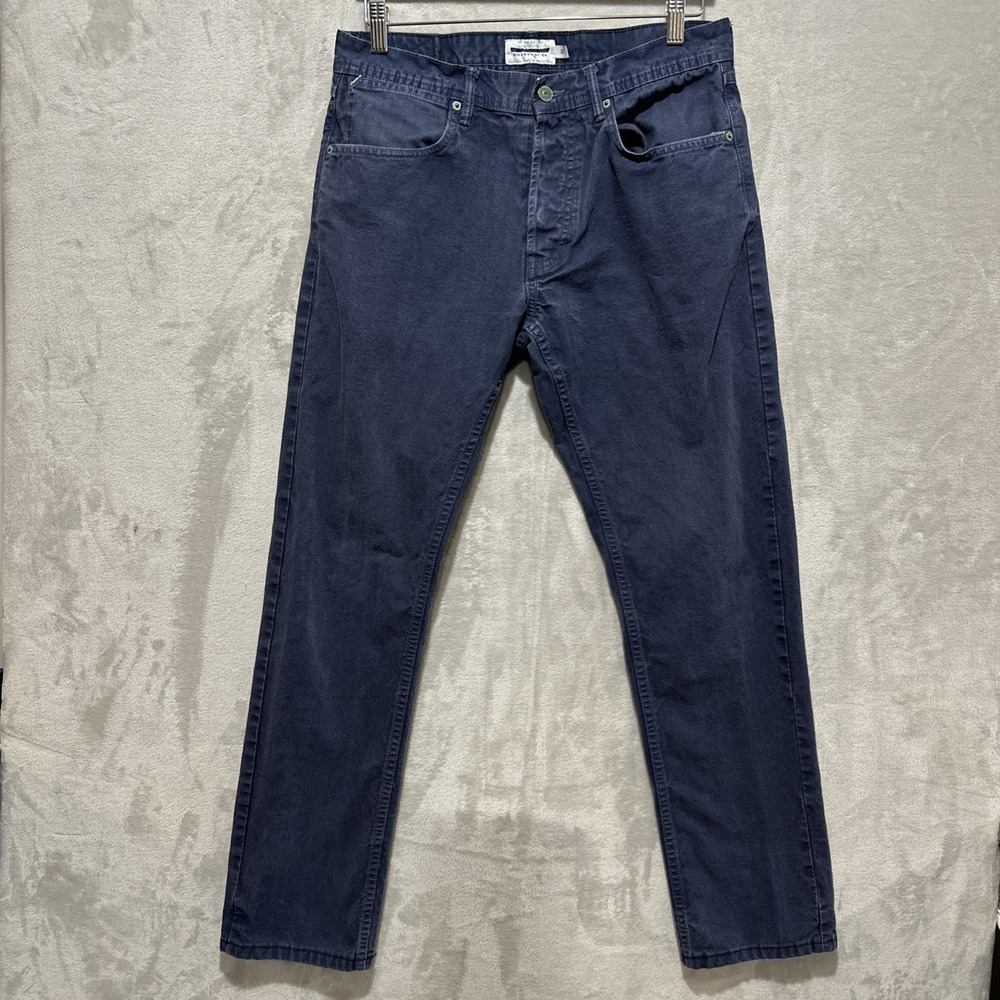 Guideboat Co. Ply The Waters Men's 30 Wash Blue Canvas Pants‎ Button Fly Logo